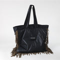 Fringe Taffeta Maxi Bag